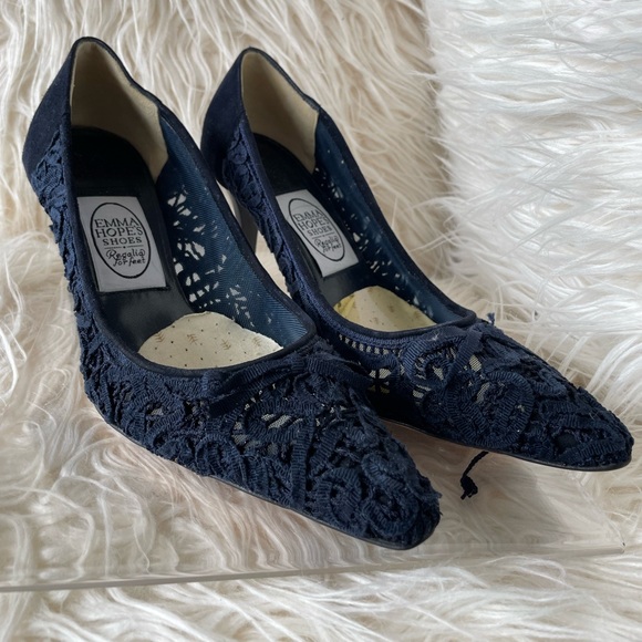 Emma Hope Marine Blue Mesh Heels - Picture 2 of 14